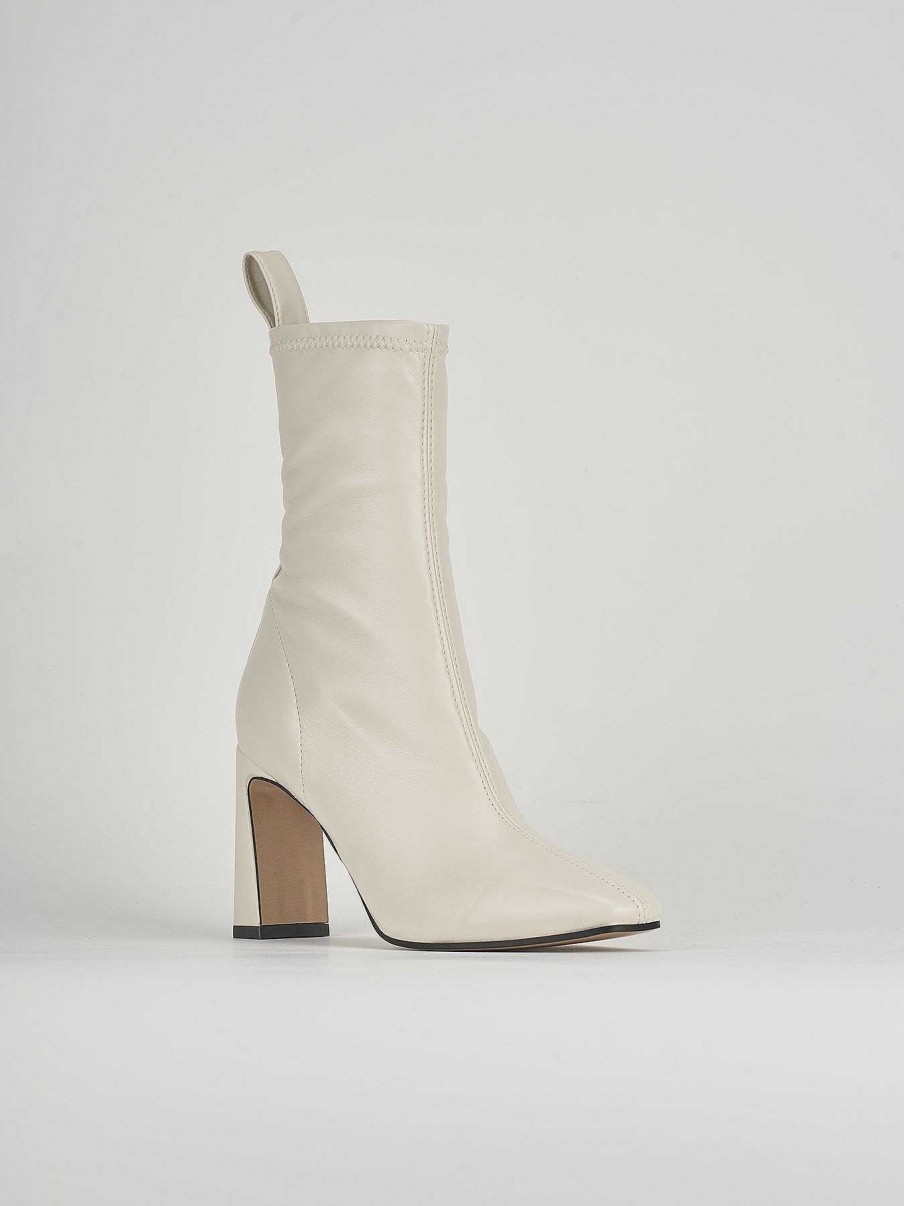 Donna Barca | Stivaletti Tacco Alto Tacco 8 Cm In Pelle Beige