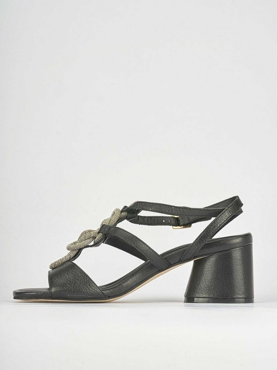 Donna Barca | Sandali Tacco Alto Tacco 5 Cm In Pelle Nera