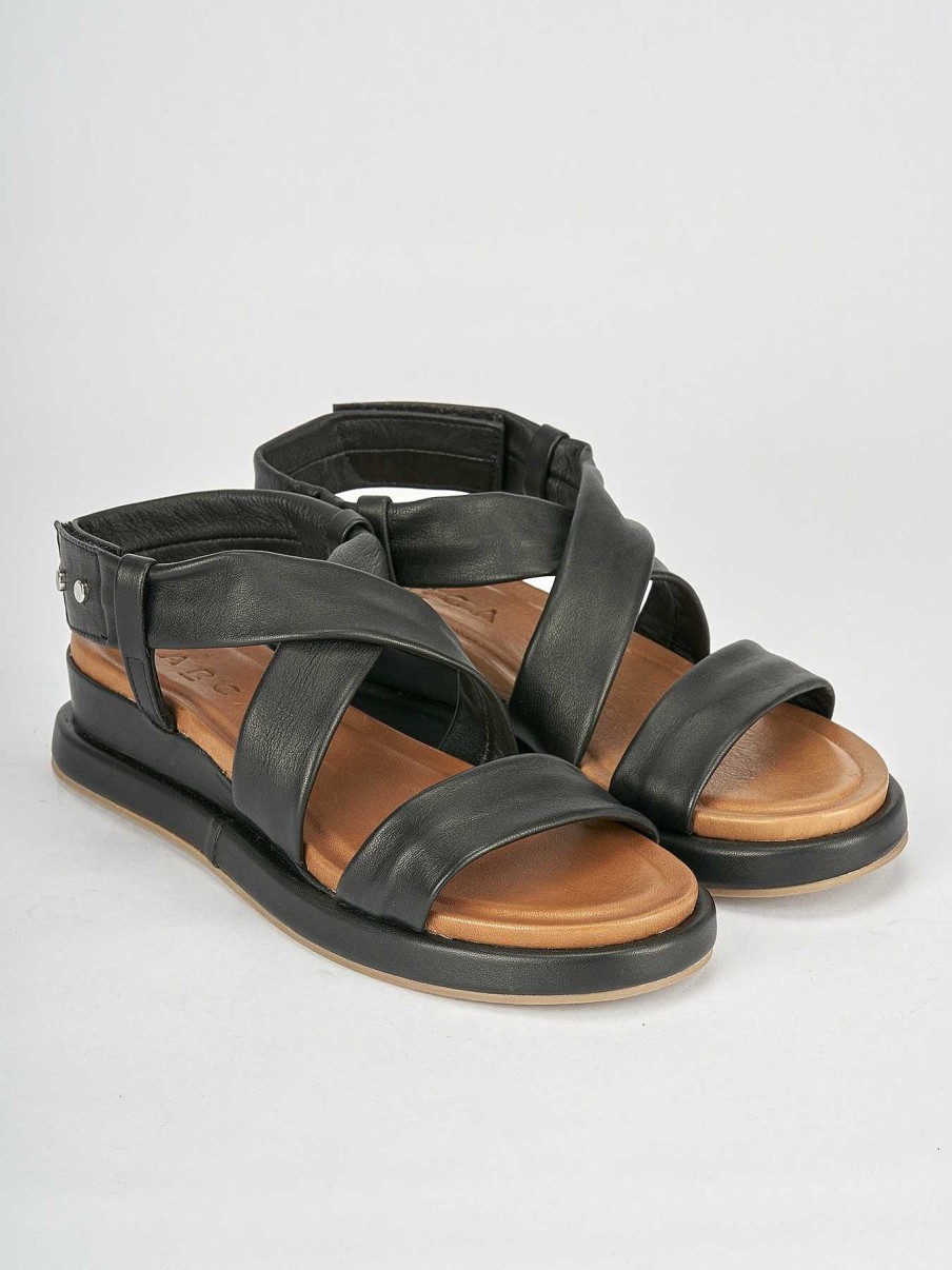 Donna Barca | Zeppa Tacco 3 Cm In Pelle Nera