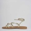 Donna Barca | Sandali Tacco Basso Tacco 1 Cm In Pelle Oro