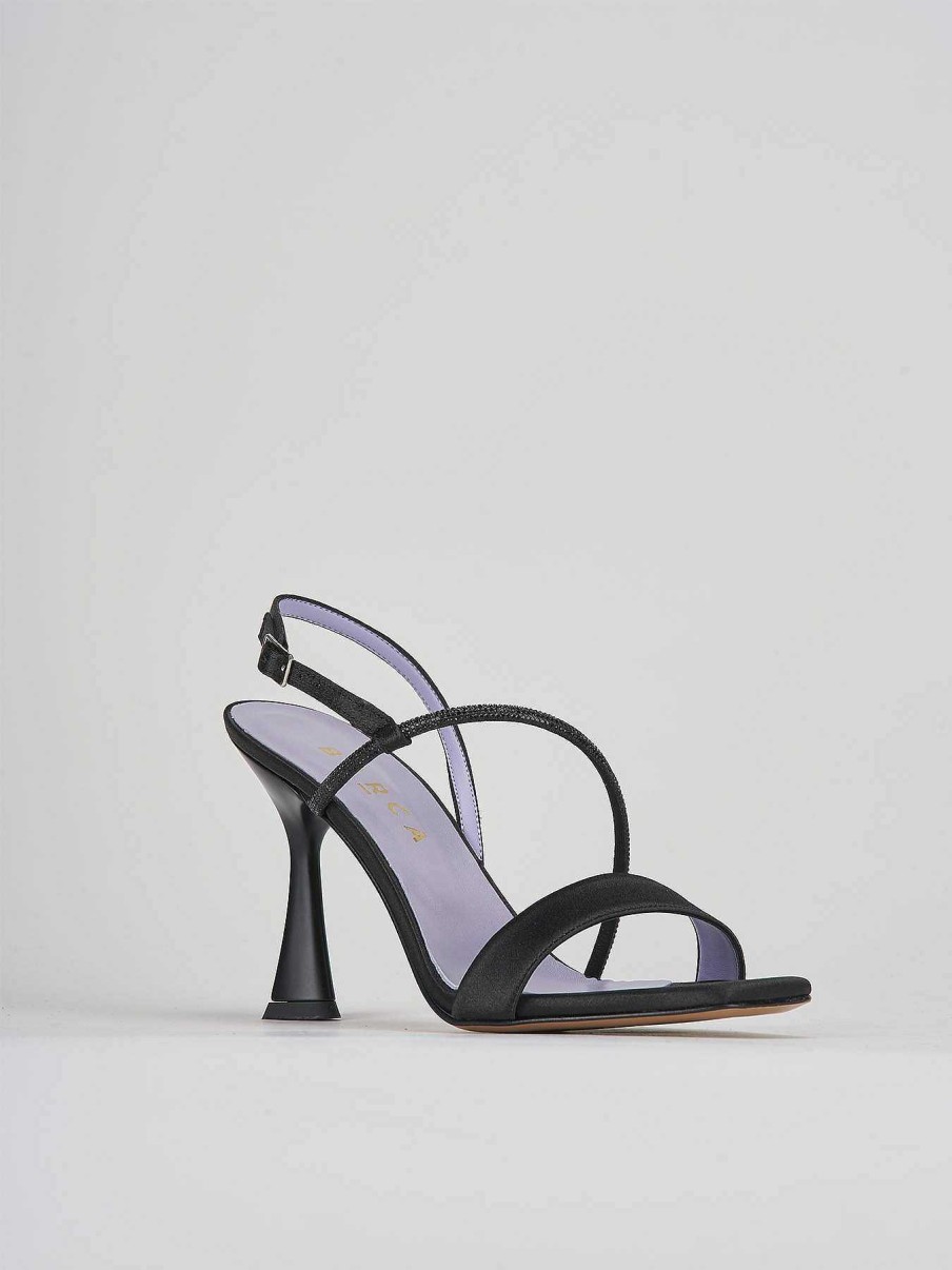 Donna Barca | Sandali Tacco Alto Tacco 9 Cm In Raso Nero