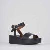 Donna Barca | Zeppa Tacco 4 Cm In Pelle Nera