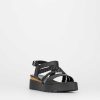 Donna Barca | Sandali Tacco Basso Tacco 1 Cm In Pelle Nera