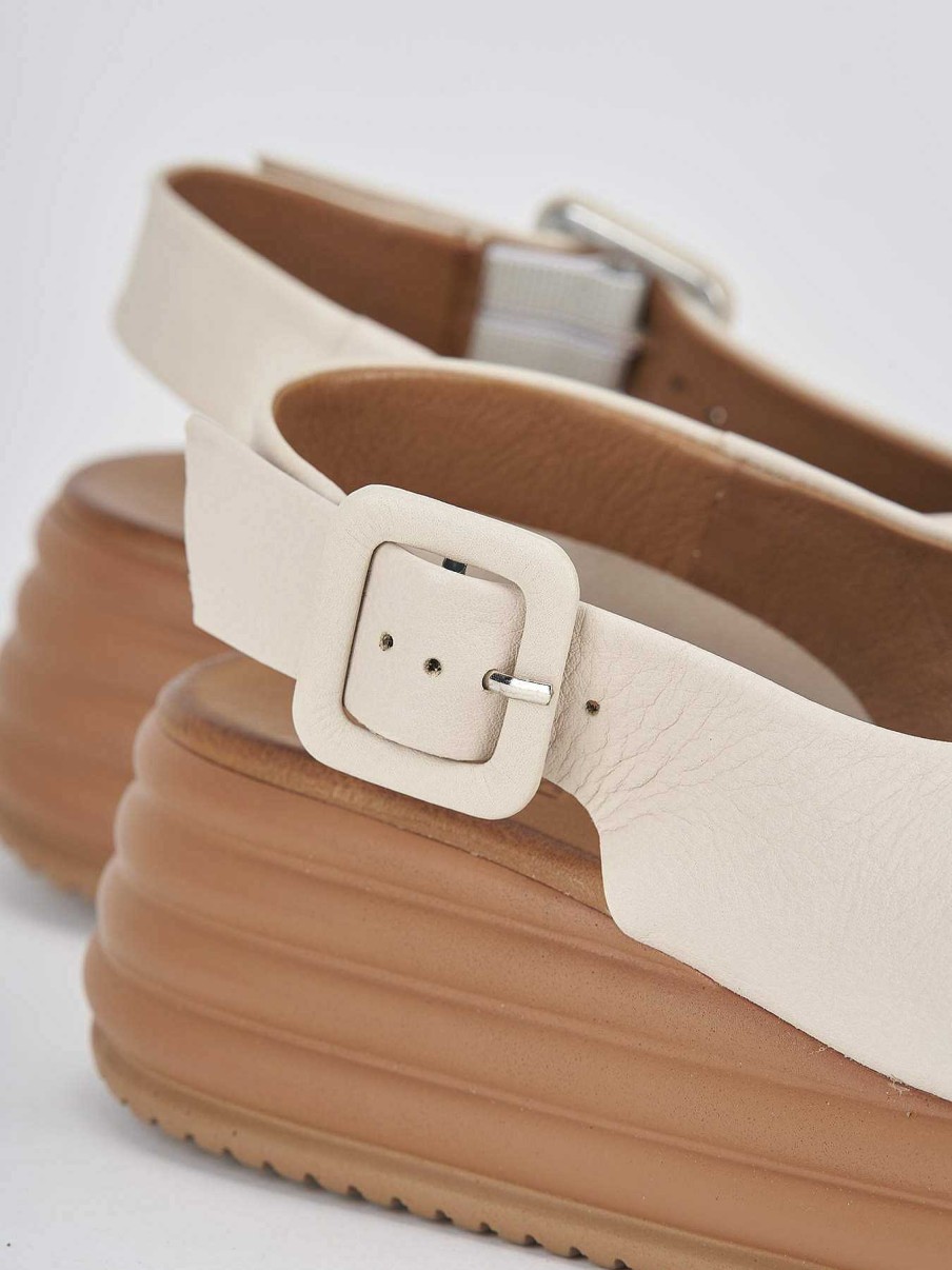 Donna Barca | Zeppa Tacco 6 Cm In Pelle Beige