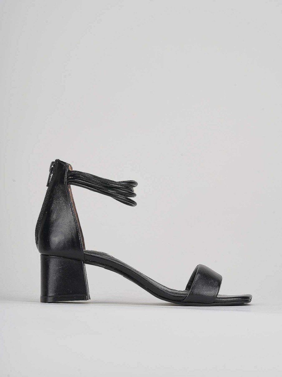 Donna Barca | Sandali Tacco Alto Tacco 5 Cm In Pelle Nera