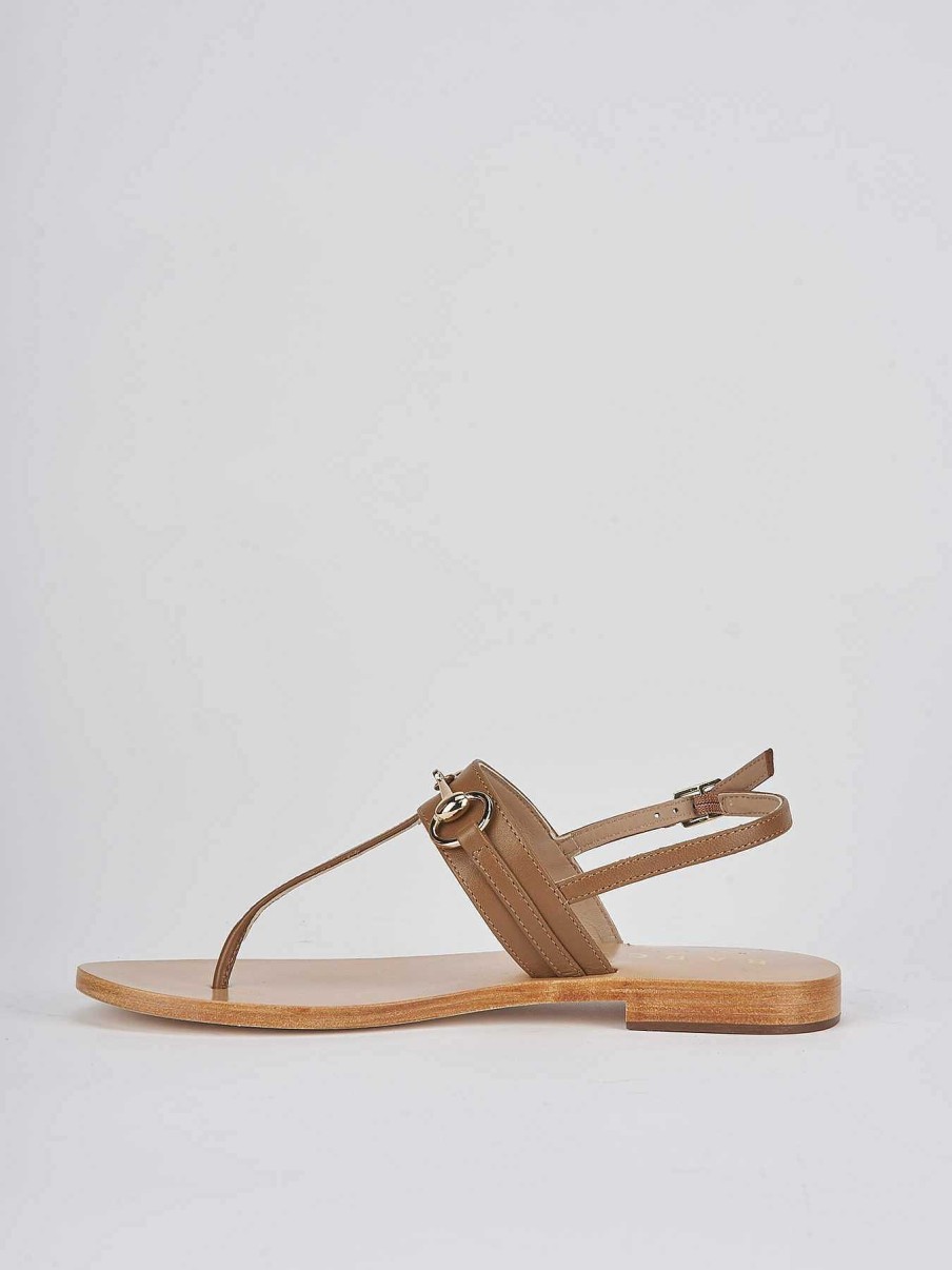 Donna Barca | Sandali Tacco Basso Tacco 1 Cm In Pelle Marrone