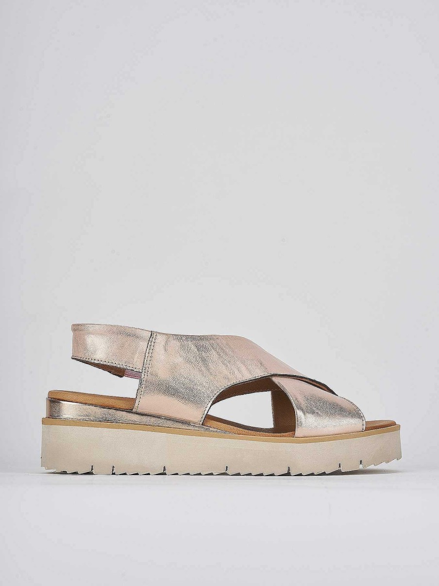 Donna Barca | Zeppa Tacco 4 Cm In Pelle Bronzo