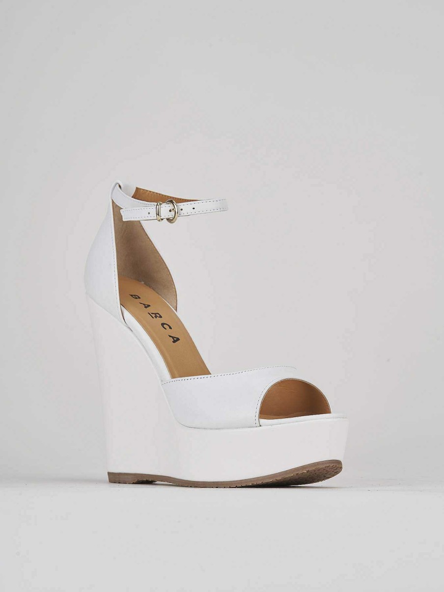 Donna Barca | Zeppa Tacco 13 Cm In Pelle Bianca