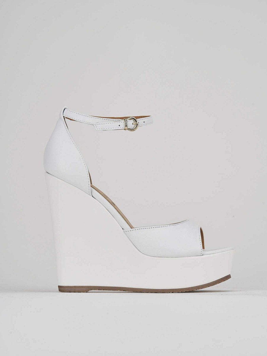 Donna Barca | Zeppa Tacco 13 Cm In Pelle Bianca