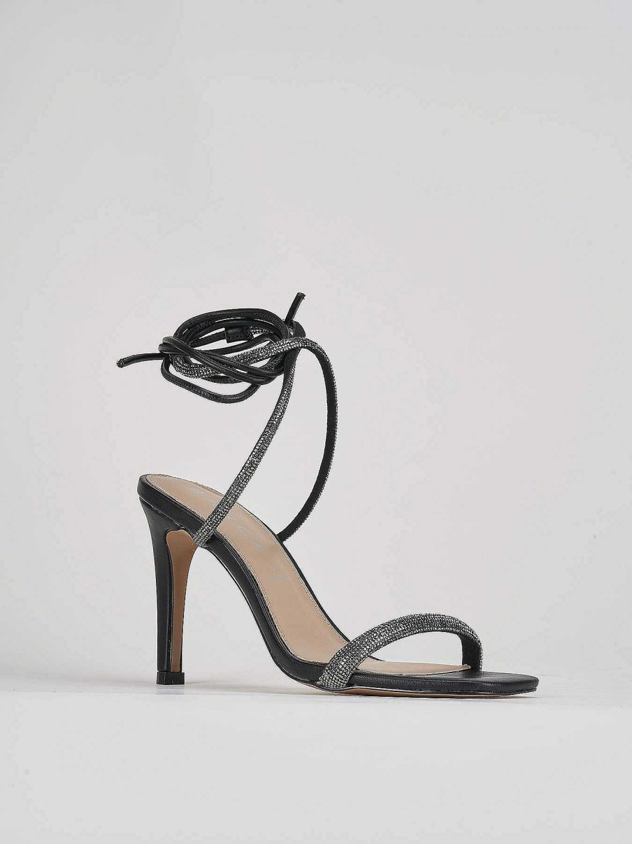 Donna Barca | Sandali Tacco Alto Tacco 9 Cm In Pelle Nera