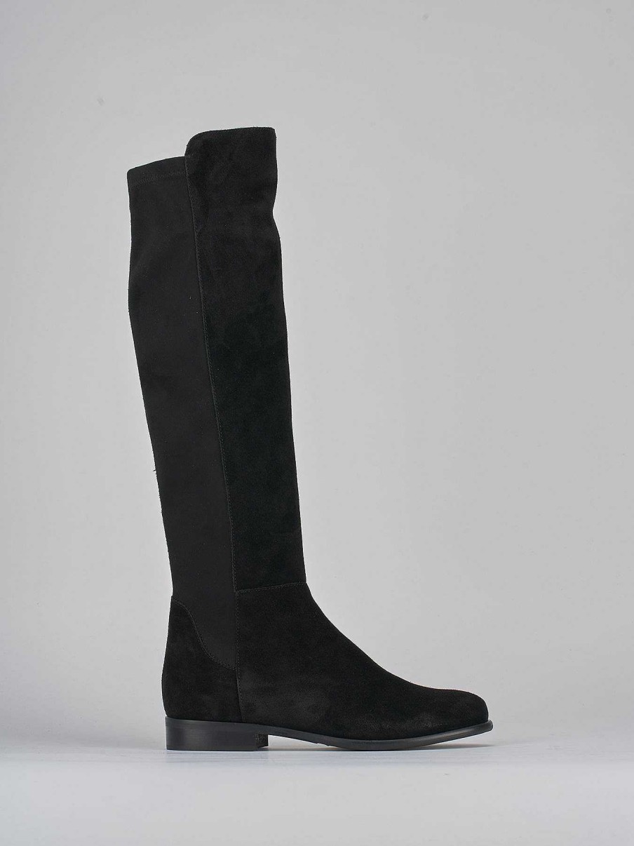 Donna Barca | Stivali Tacco 2Cm Camoscio Nero