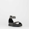 Donna Barca | Sandali Tacco Basso Tacco 1 Cm In Pelle Nera