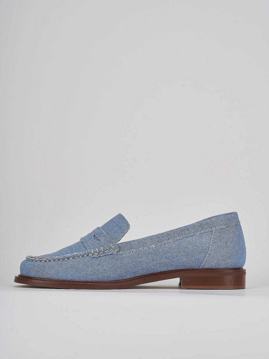 Donna Barca | Mocassini Tacco 1 Cm In Tessuto Jeans