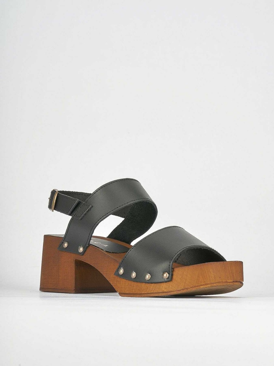 Donna Barca | Sandali Tacco Alto Tacco 5 Cm In Pelle Nera