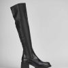 Donna Barca | Stivali Tacco Alto Tacco 6 Cm In Pelle Nera