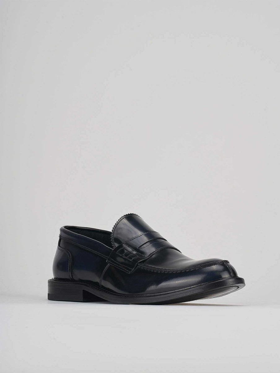 Uomo Barca | Mocassini Tacco 2 Cm In Pelle Blu