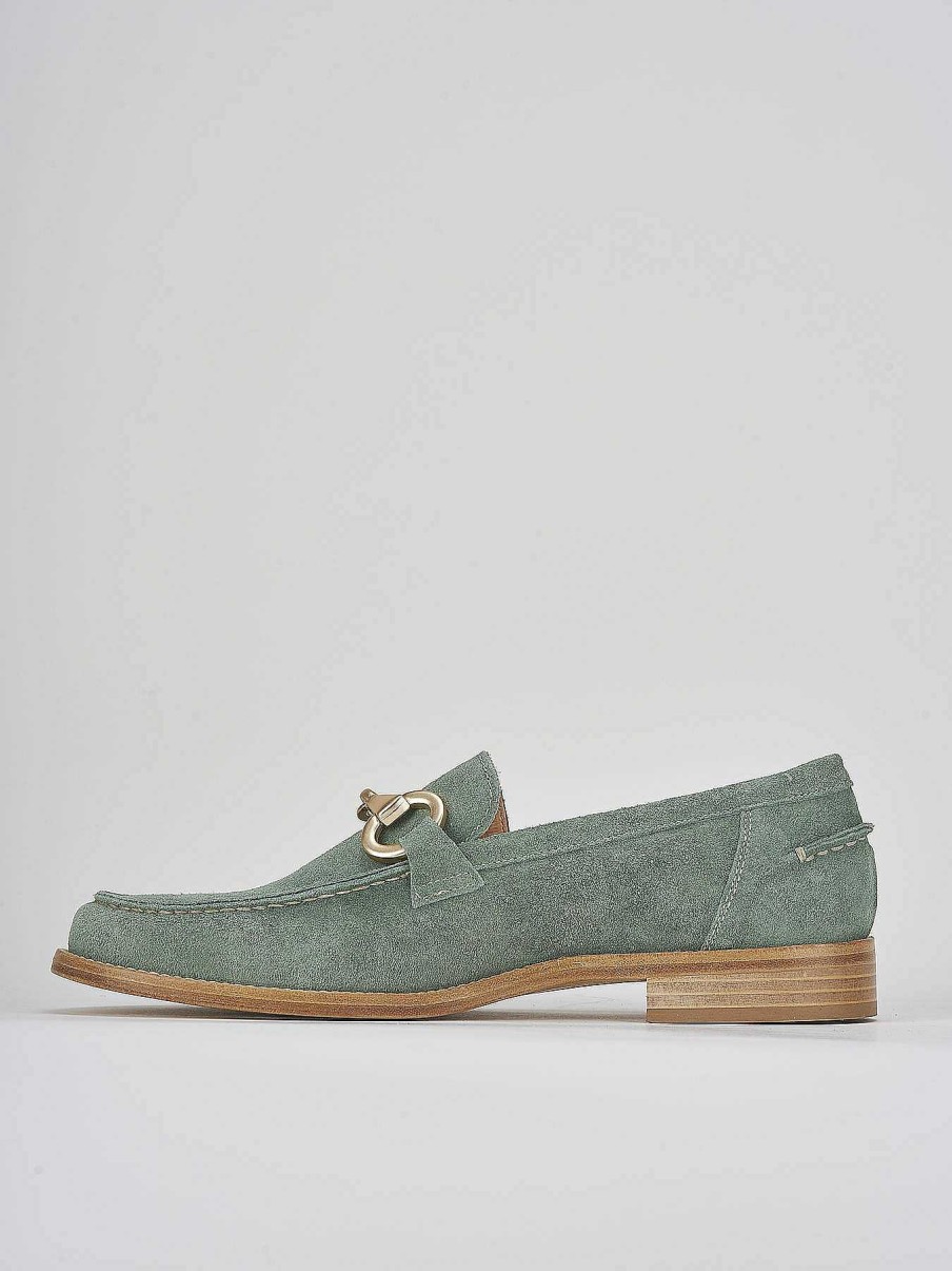 Donna Barca | Mocassino Tacco 1 Cm In Camoscio Verde