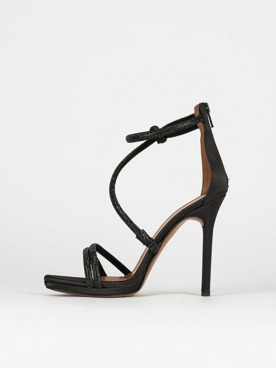 Donna Barca | Sandali Tacco Alto Tacco 10 Cm In Pelle Nera