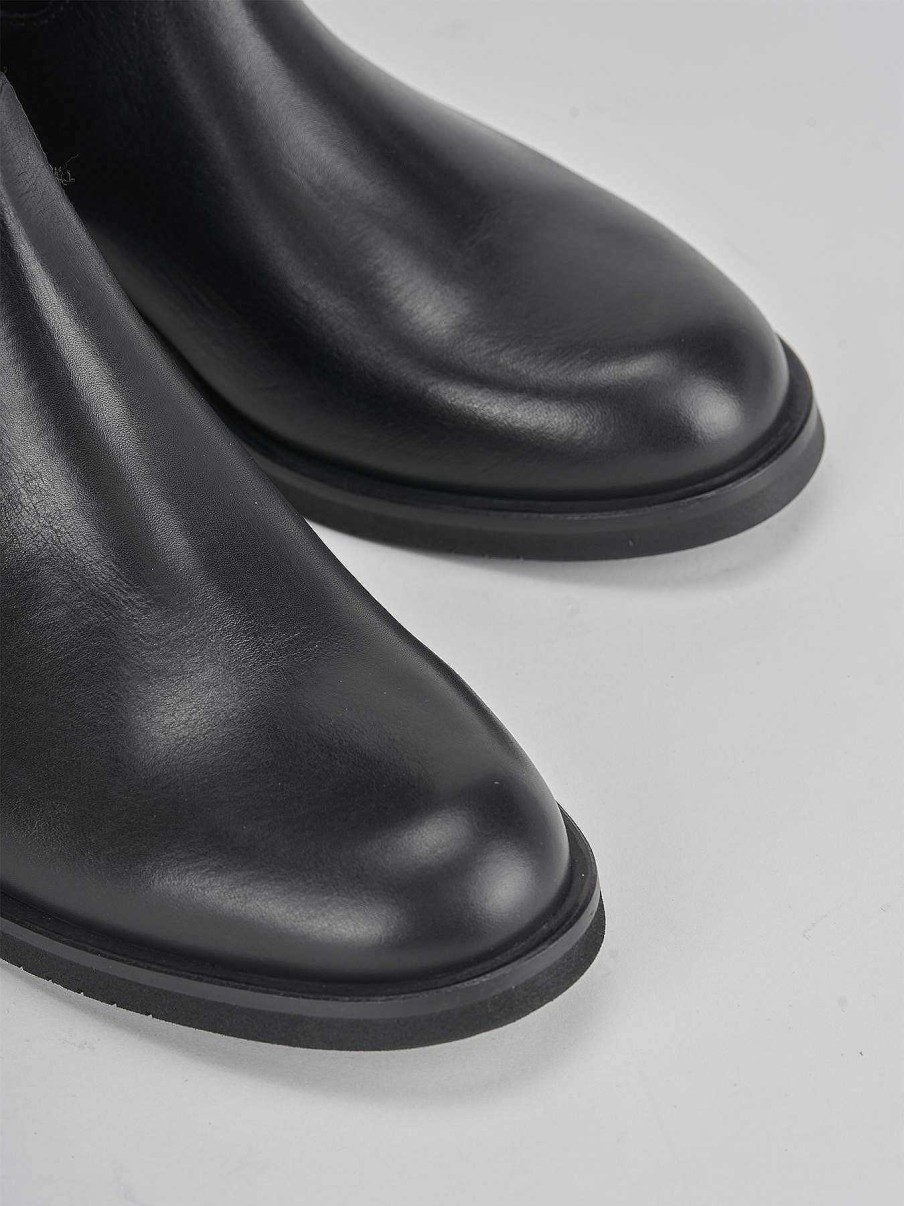 Donna Barca | Stivali Tacco Basso Tacco 2 Cm In Pelle Nera