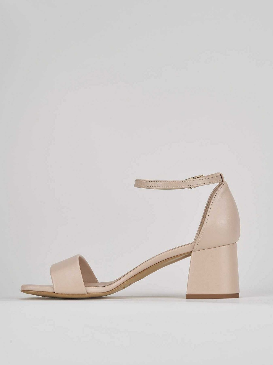 Donna Barca | Sandali Tacco Alto Tacco 6 Cm In Pelle Beige