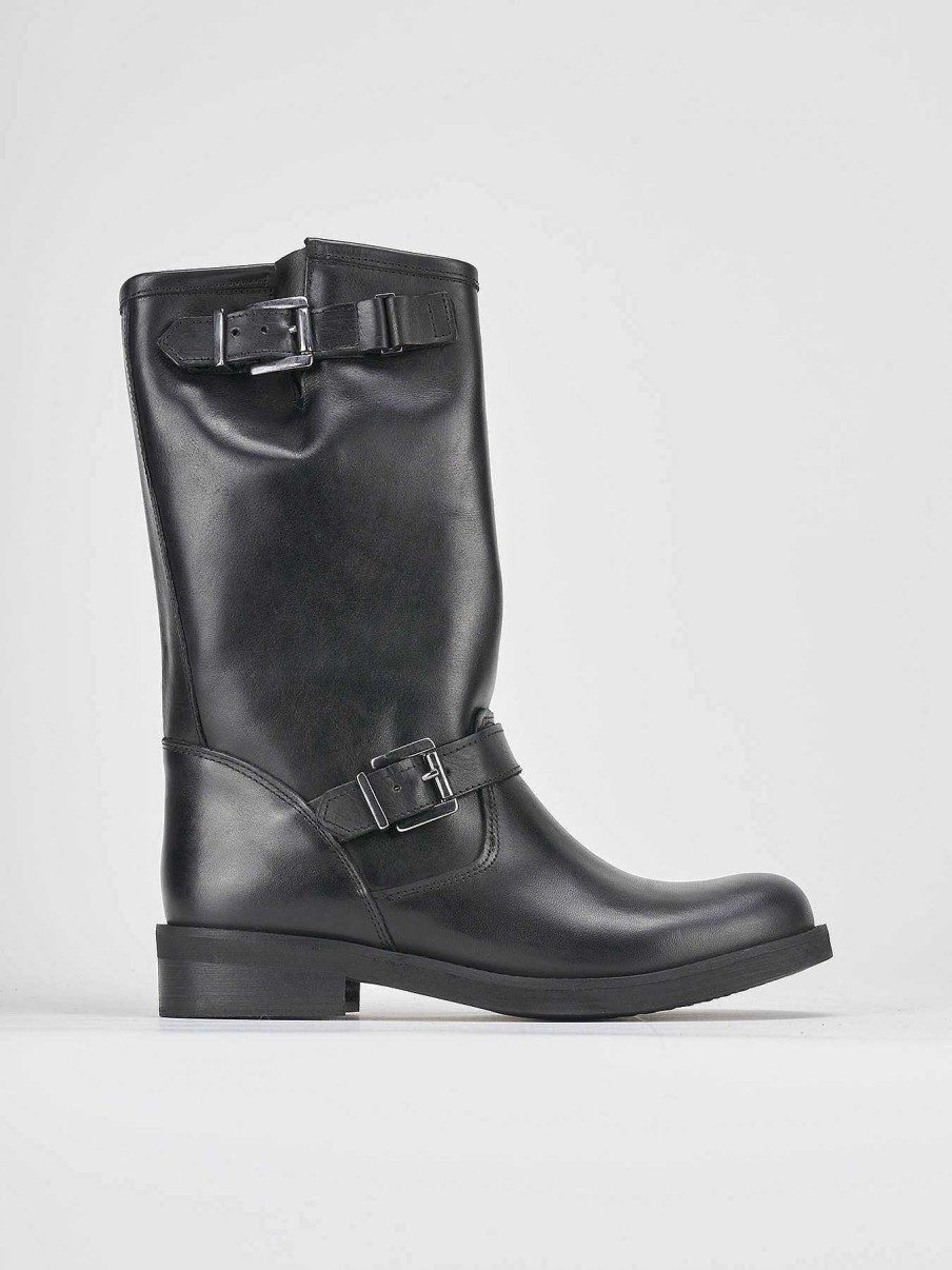 Donna Barca | Stivali Tacco Basso Tacco 3 Cm In Pelle Nera