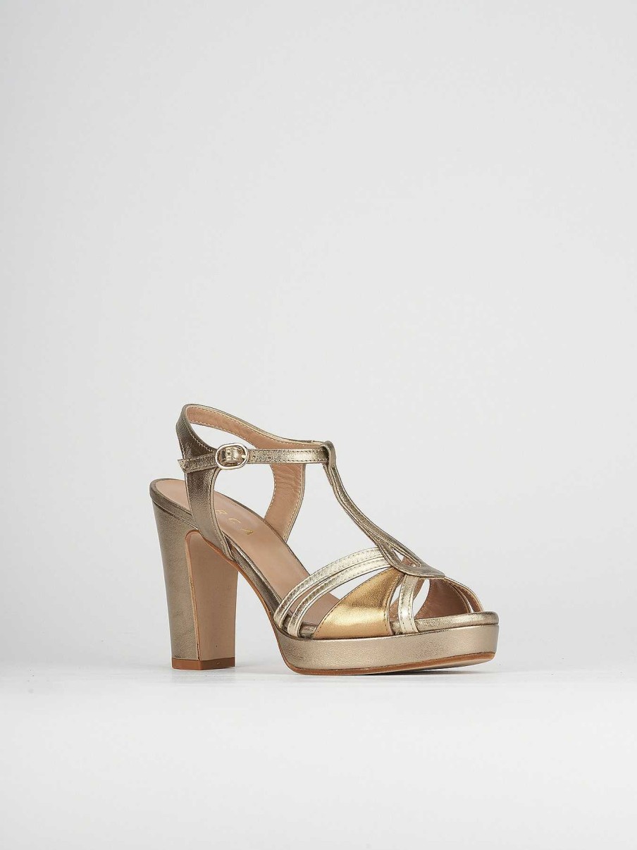 Donna Barca | Sandali Tacco Alto Tacco 8 Cm In Pelle Oro