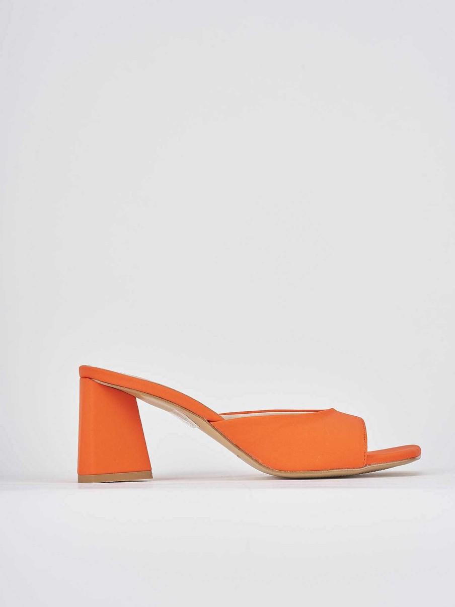 Donna Barca | Ciabatta Tacco 7 Cm Arancio Licra