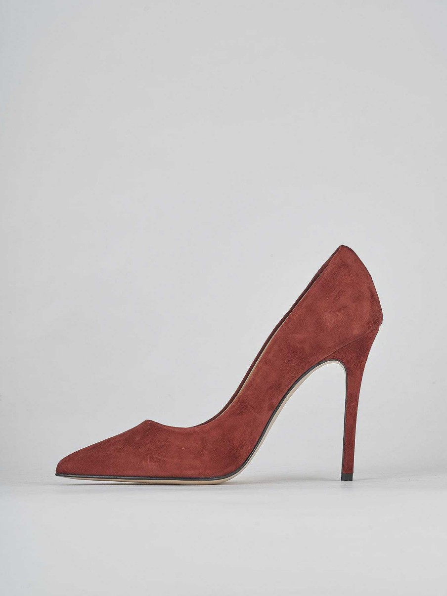 Donna Barca | Decollete Tacco 11 Cm In Camoscio Rosso