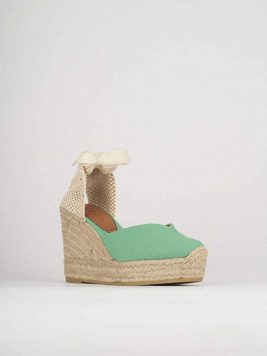 Donna Barca | Espadrillas Tacco 8 Cm In Pelle Verde