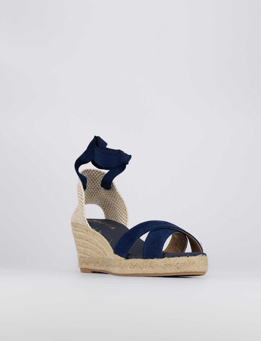 Donna Barca | Espadrillas Tacco 6 Cm Camoscio Blu