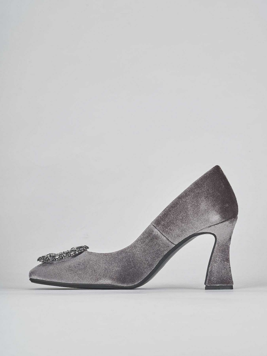 Donna Barca | Decollete Tacco 7 Cm In Velluto Grigio