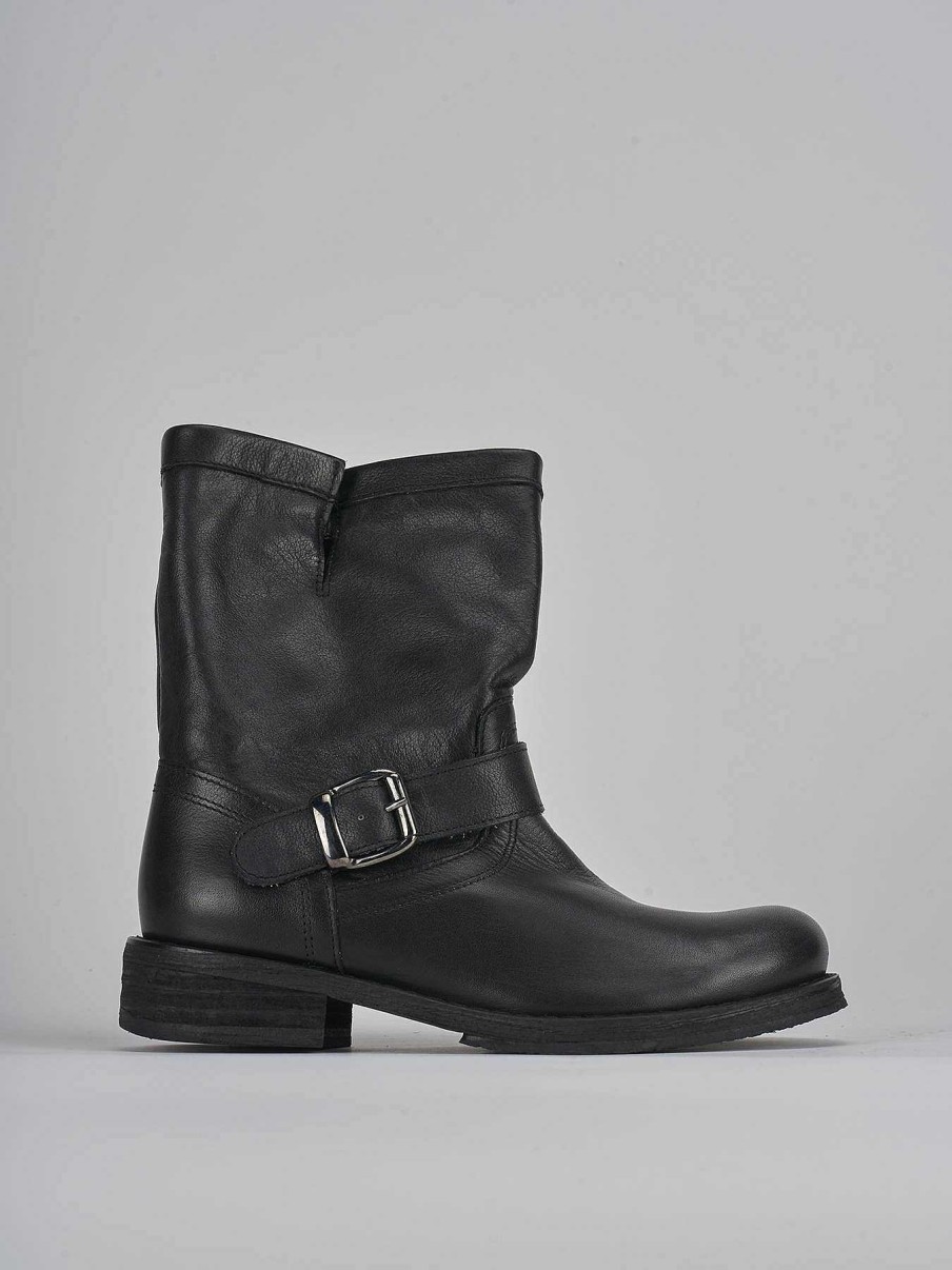 Donna Barca | Stivaletti Tacco Basso Tacco 2 Cm In Pelle Nera