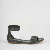 Donna Barca | Sandali Tacco Basso Tacco 1 Cm In Pelle Nera