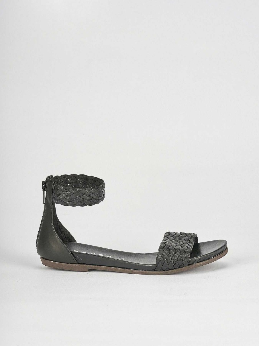 Donna Barca | Sandali Tacco Basso Tacco 1 Cm In Pelle Nera