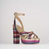 Donna Barca | Sandali Tacco Alto Tacco 11 Cm In Pelle Multicolor