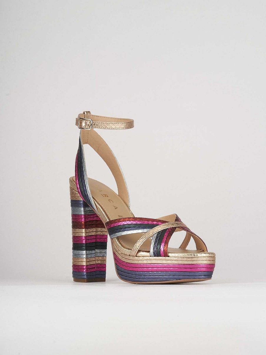 Donna Barca | Sandali Tacco Alto Tacco 11 Cm In Pelle Multicolor