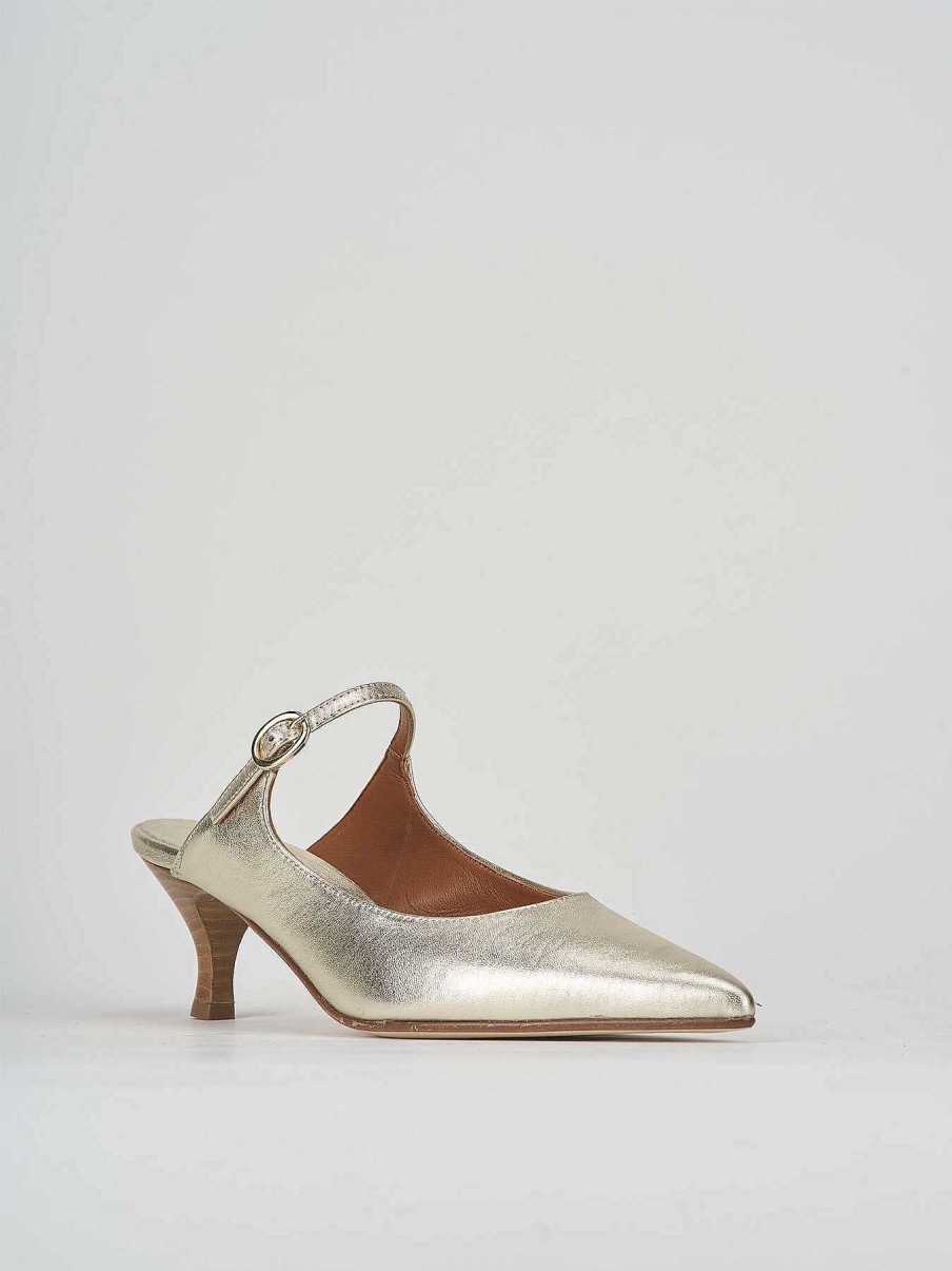 Donna Barca | Sabot Tacco 5 Cm In Pelle Oro