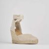 Donna Barca | Espadrillas Tacco 8 Cm In Camoscio Beige