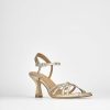 Donna Barca | Sandali Tacco Alto Tacco 6 Cm In Pelle Oro