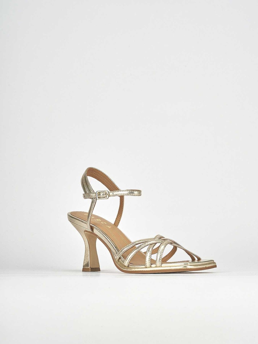 Donna Barca | Sandali Tacco Alto Tacco 6 Cm In Pelle Oro