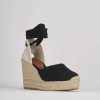 Donna Barca | Espadrillas Tacco 9 Cm In Tessuto Nero