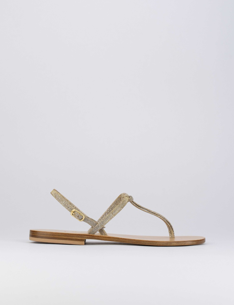 Donna Barca | Infradito Tacco 1 Cm Glitter Oro