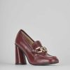 Donna Barca | Mocassino Tacco 8 Cm In Pelle Bordeaux