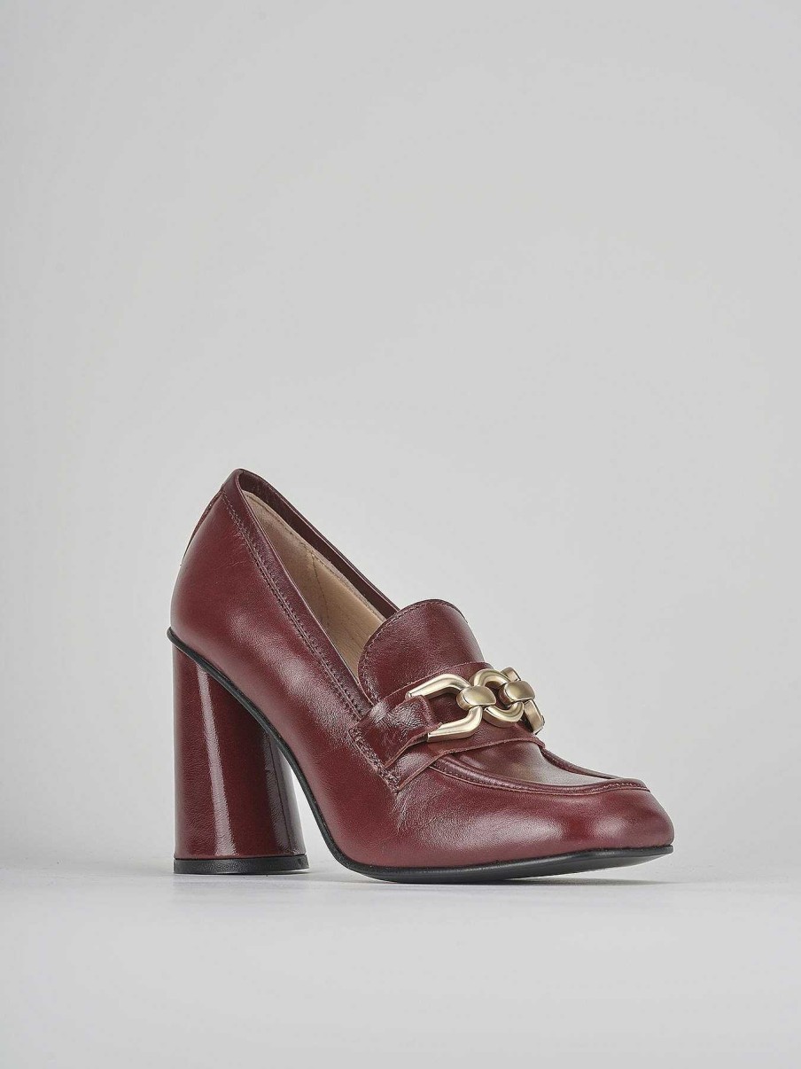 Donna Barca | Mocassino Tacco 8 Cm In Pelle Bordeaux