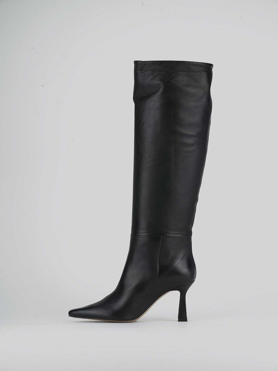 Donna Barca | Stivali Tacco Alto Tacco 10 Cm In Pelle Nera