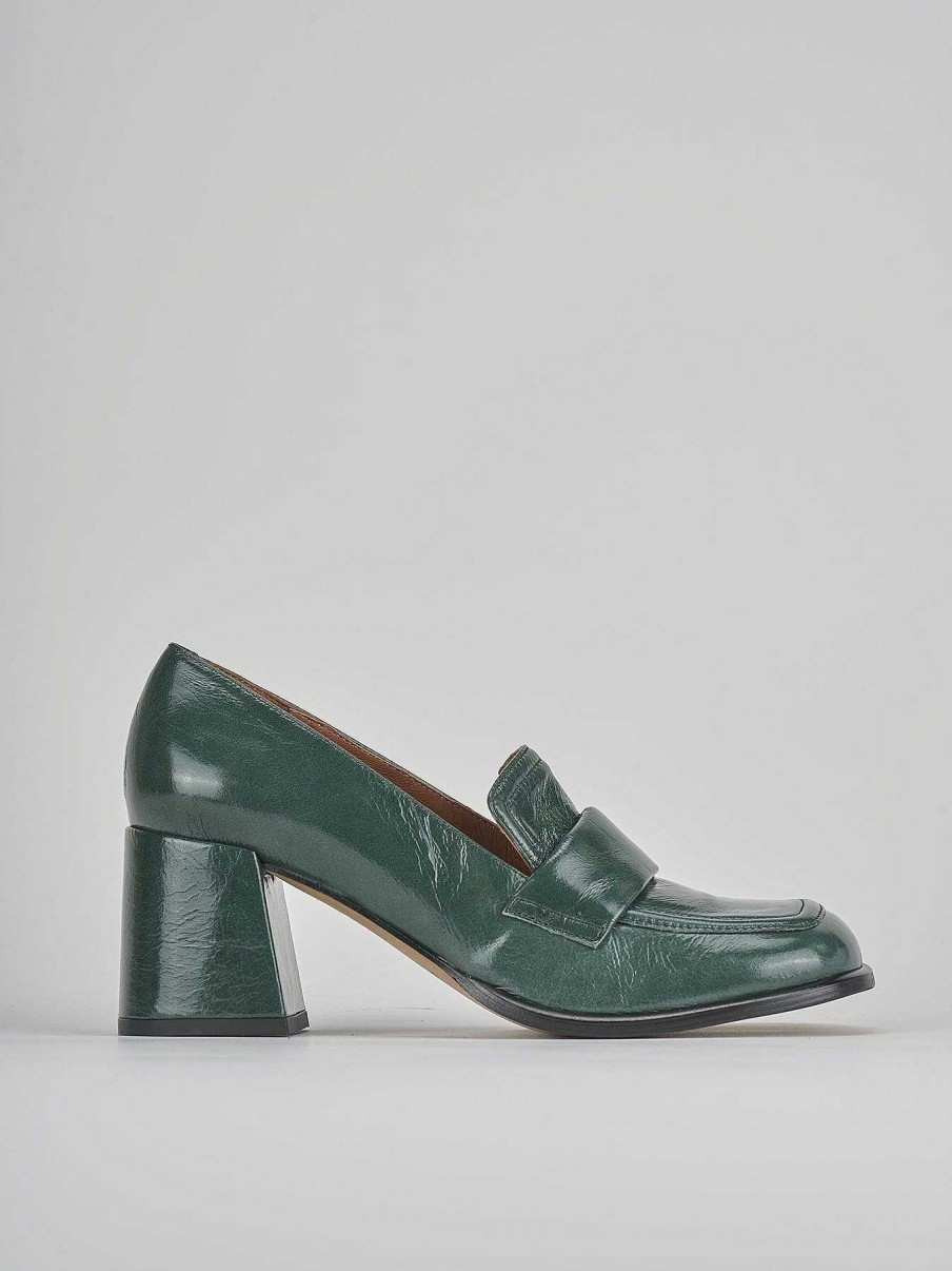 Donna Barca | Mocassino Tacco 5 Cm In Pelle Verde