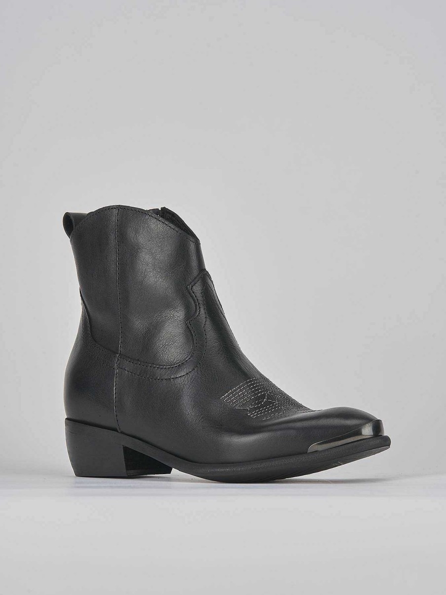 Donna Barca | Stivaletti Tacco Basso Tacco 2 Cm In Pelle Nera