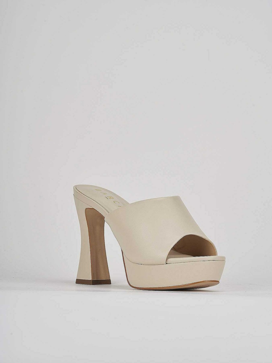 Donna Barca | Pantofole Tacco 11 Cm In Pelle Beige