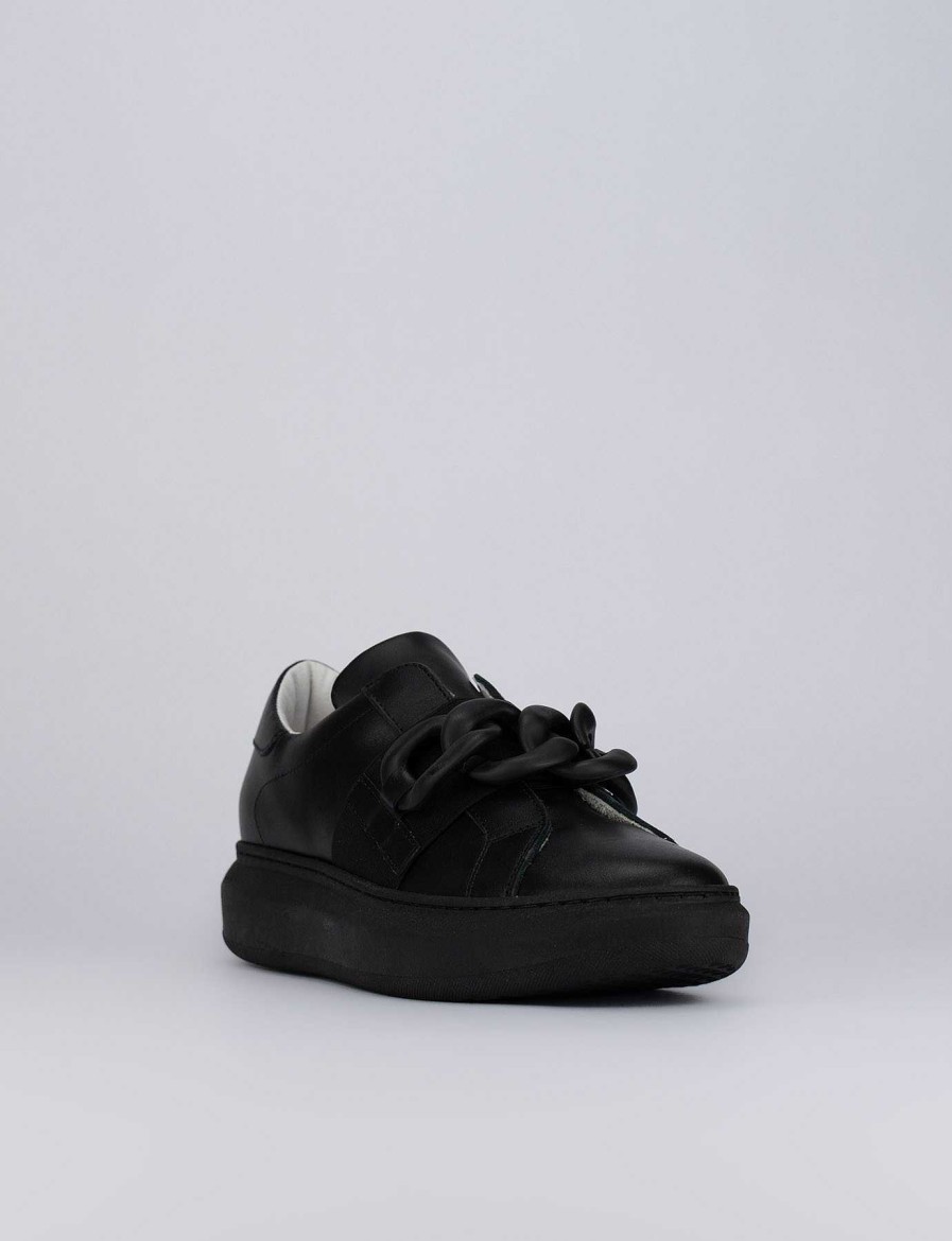 Donna Barca | Sneakers Tacco 1 Cm In Pelle Nera