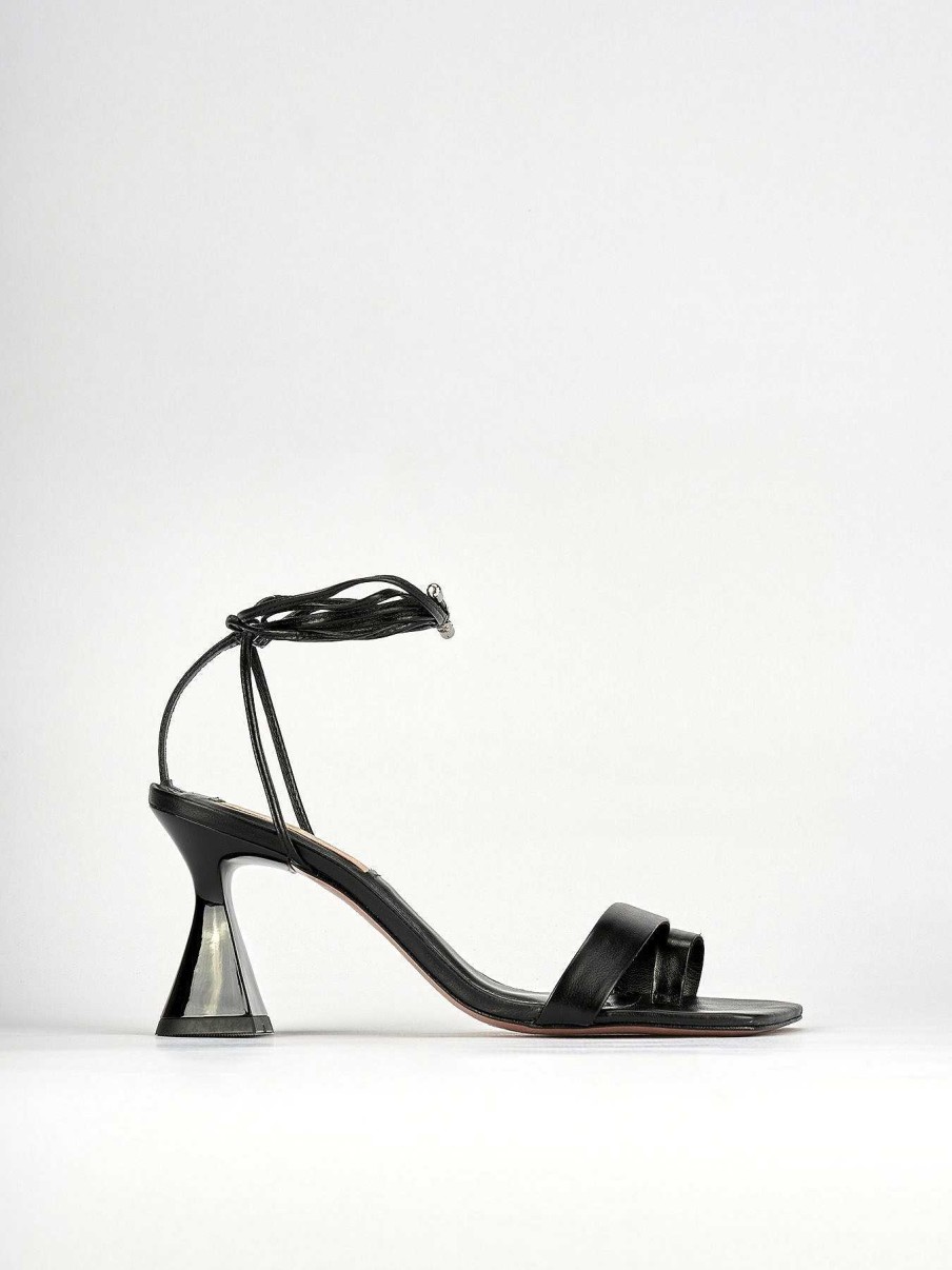 Donna Barca | Sandali Tacco Alto Tacco 8 Cm In Pelle Nera